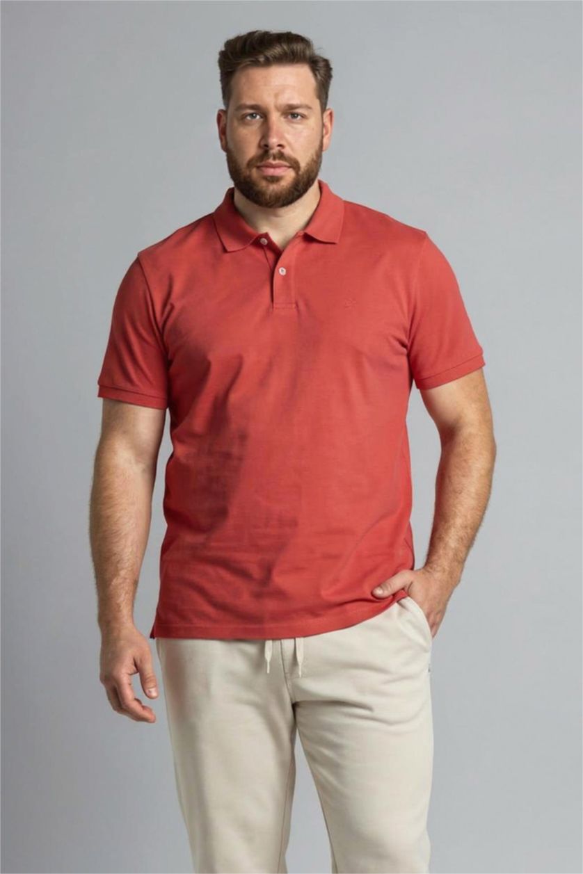 Erkek Açık Kırmızı Büyük Beden Kısa Kollu Tişört