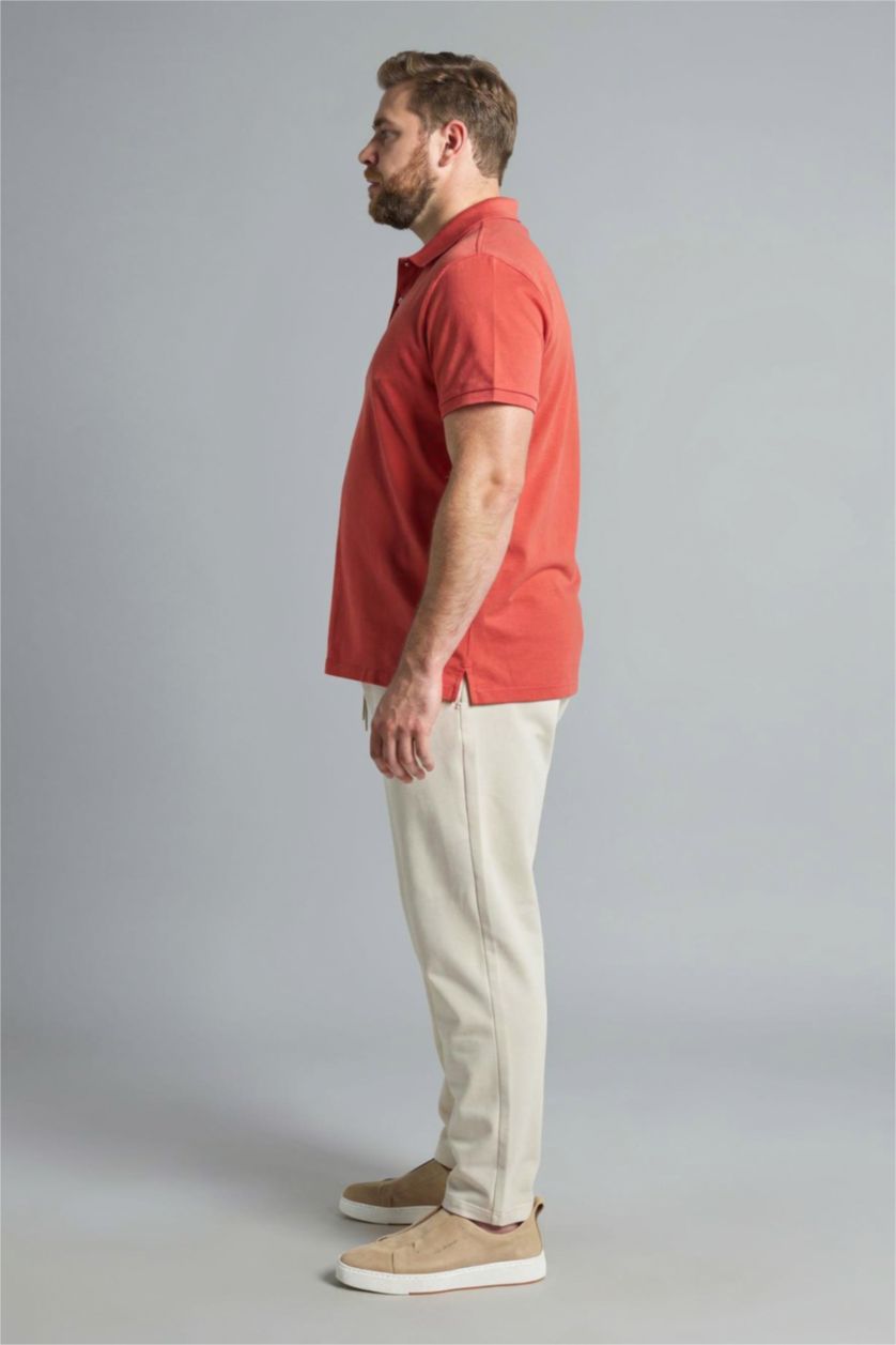 Erkek Açık Kırmızı Büyük Beden Kısa Kollu Tişört