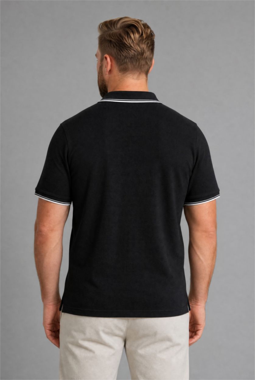 MAN Black Regular Fit Plus Size Polo T-Shirt