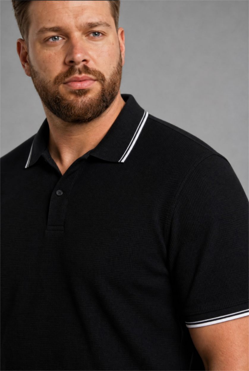 MAN Black Regular Fit Plus Size Polo T-Shirt