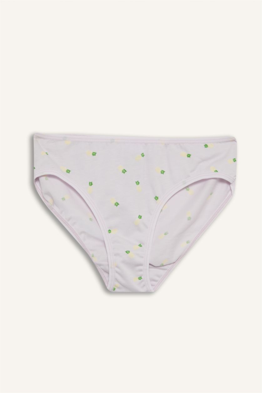 Kız Çocuk - Genç Kız Beyaz Meyve Desenli Penye 3'lü Slip Külot Kız Çocuk