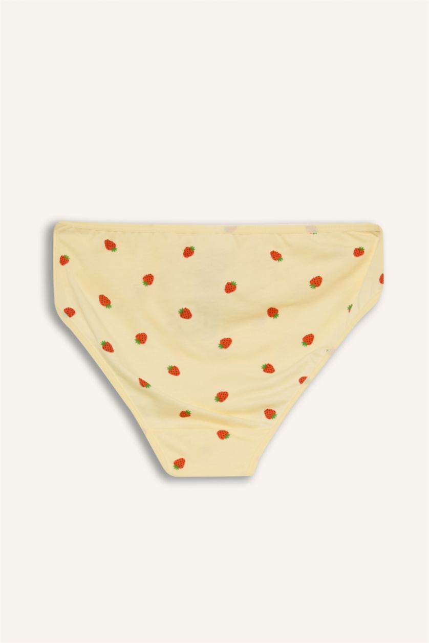 Kız Çocuk - Genç Kız Beyaz Meyve Desenli Penye 3'lü Slip Külot Kız Çocuk