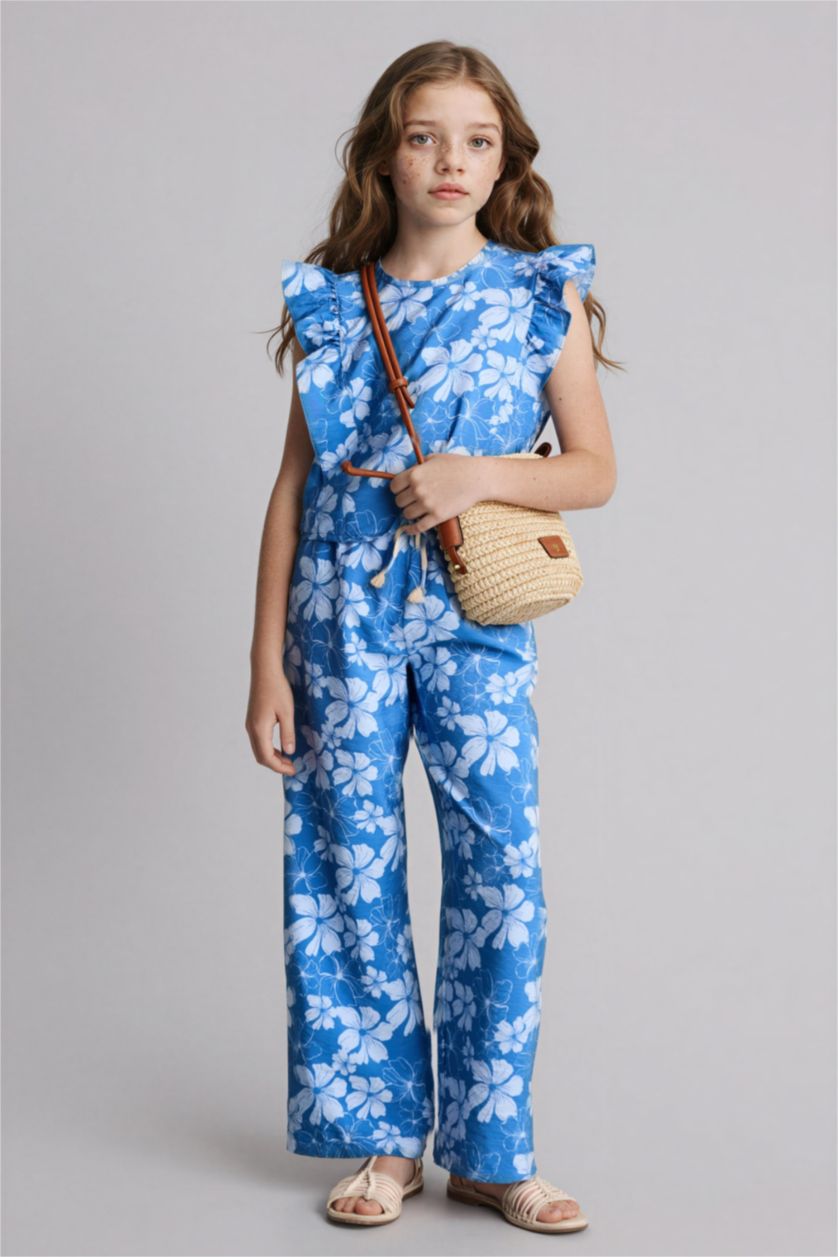 Kız Çocuk - Genç Kız Mavi Wıde Leg Pantolon Kız Çocuk