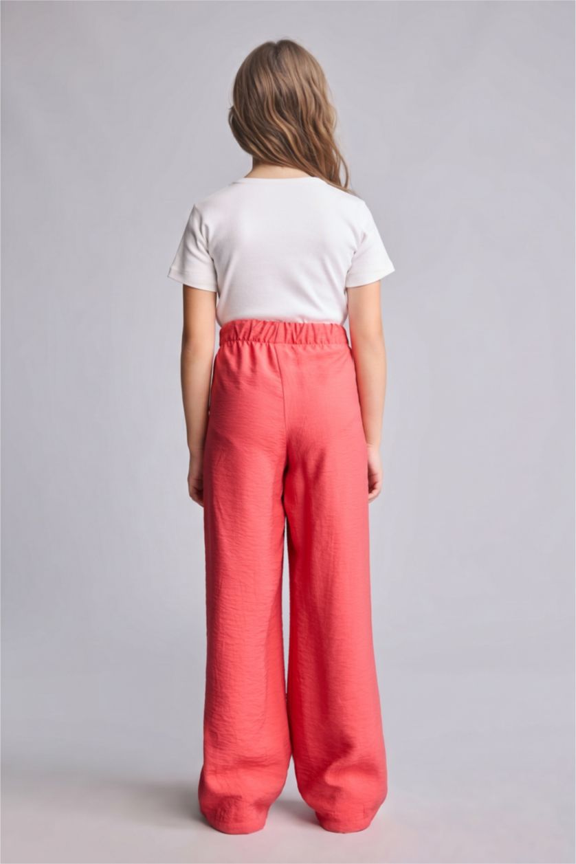 Young Girls - Teen Girls Coral Crinkle Viscose Trousers
