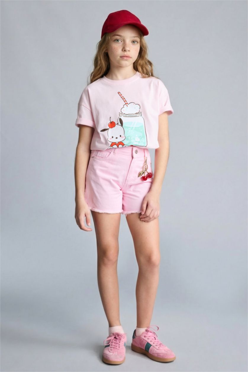 Kız Çocuk - Genç Kız Açık Pembe Gabardin Şort Kız Çocuk
