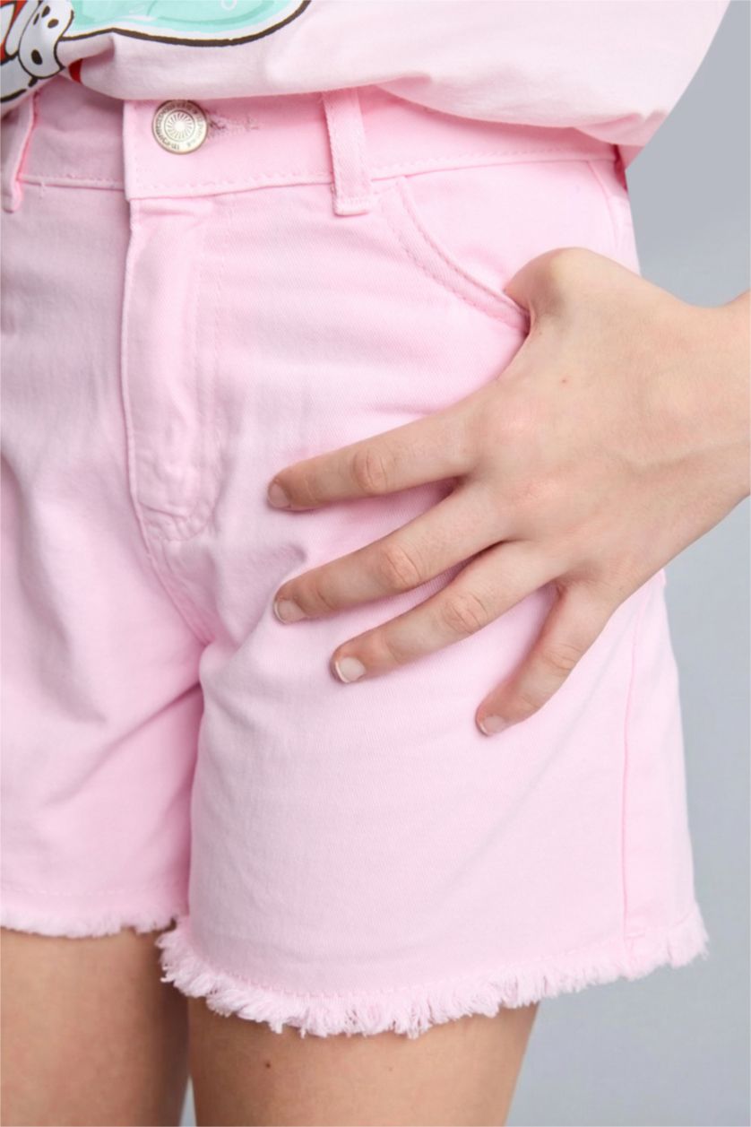 Kız Çocuk - Genç Kız Açık Pembe Gabardin Şort Kız Çocuk