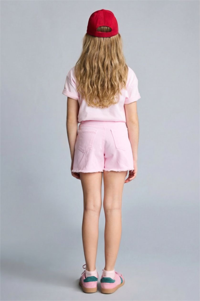 Kız Çocuk - Genç Kız Açık Pembe Gabardin Şort Kız Çocuk