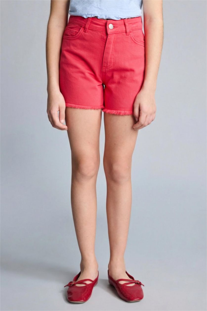 Kız Çocuk - Genç Kız Açık Kırmızı Gabardin Şort Kız Çocuk