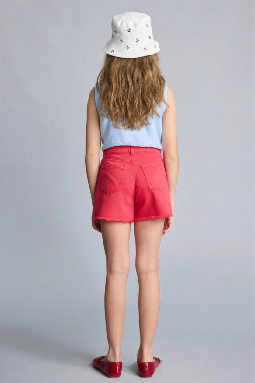 Kız Çocuk - Genç Kız Açık Kırmızı Gabardin Şort Kız Çocuk