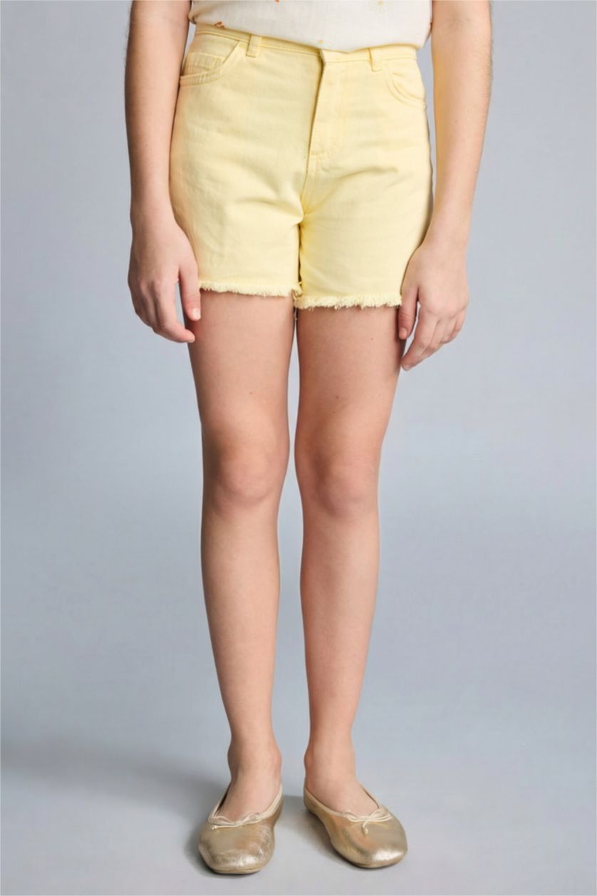 Kız Çocuk - Genç Kız Sarı Gabardin Şort Kız Çocuk