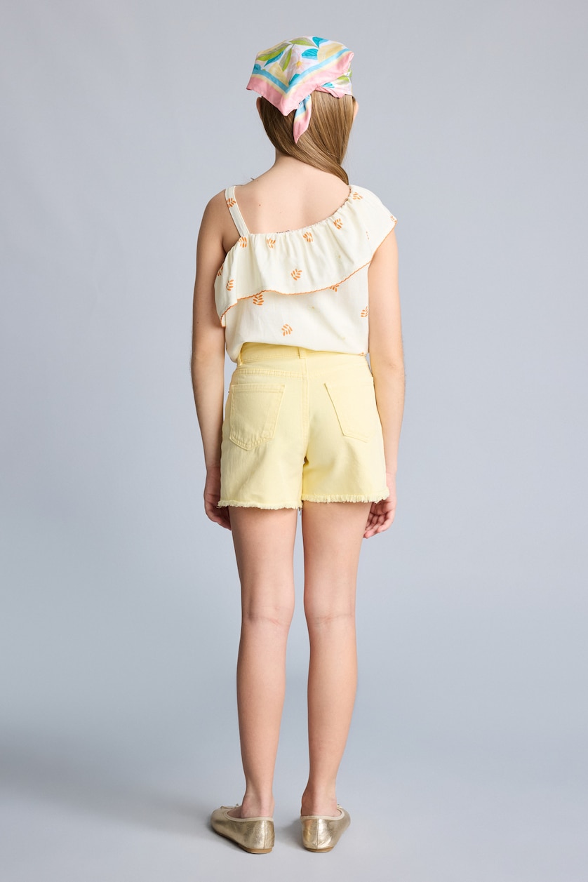 Young Girls - Teen Girls Yellow Girl 100% Cotton Gabardine Shorts