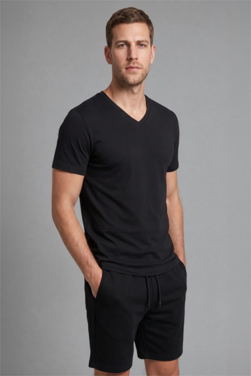 رجال أسود Plus Size Stretch Fabric T-Shirt