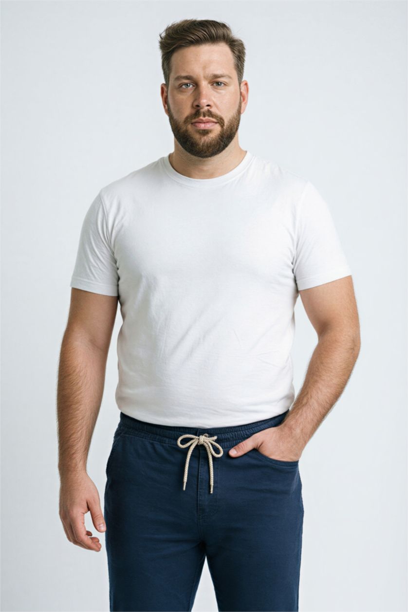 Erkek Kırık Beyaz Regular Fıt Kısa Kollu Tişört