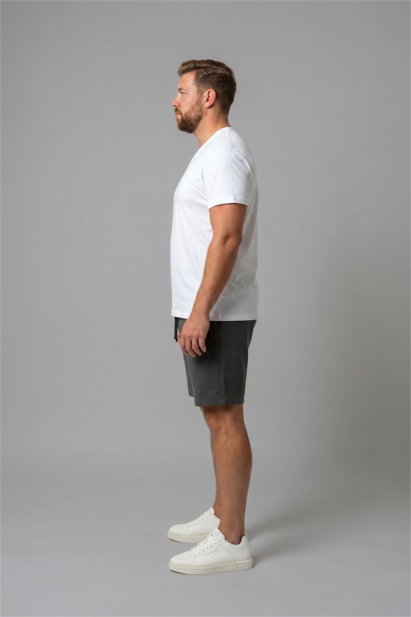 Men White Stretch Fabric T-Shirt