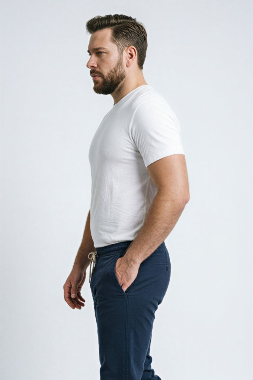 Erkek Kırık Beyaz Regular Fıt Kısa Kollu Tişört