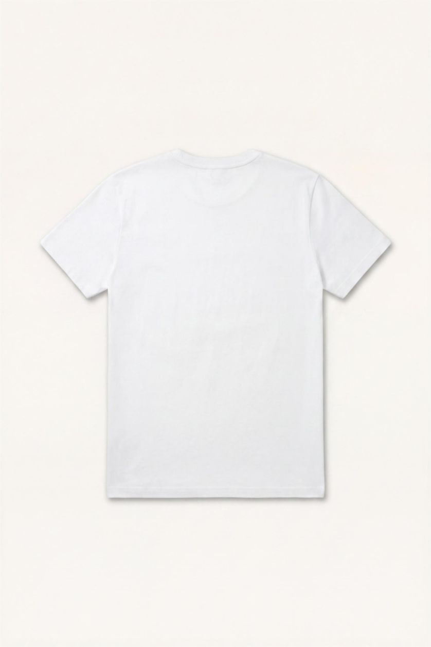 Men White Stretch Fabric T-Shirt