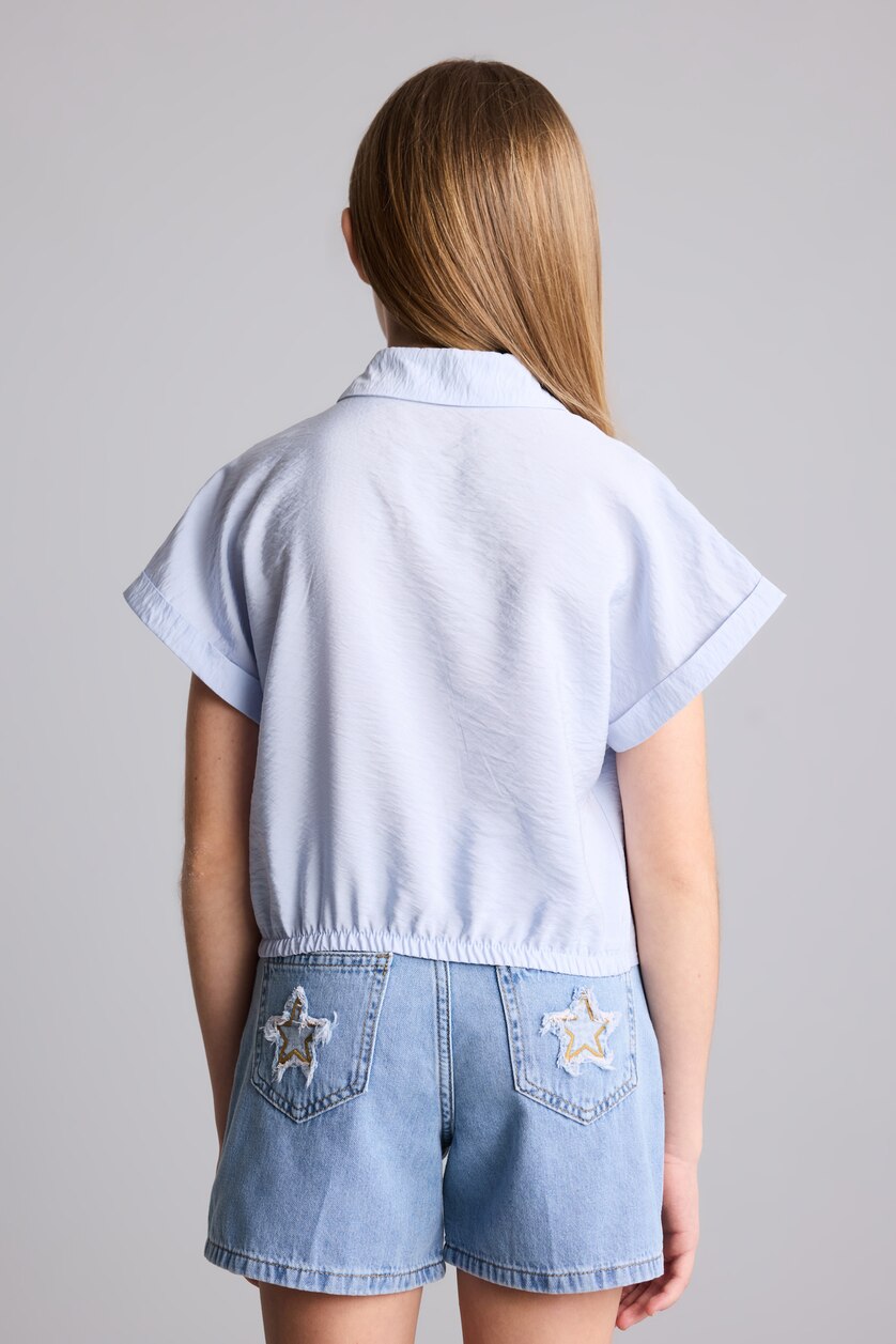 Girls & Teens Light Blue قميص بناتي قصة عادية