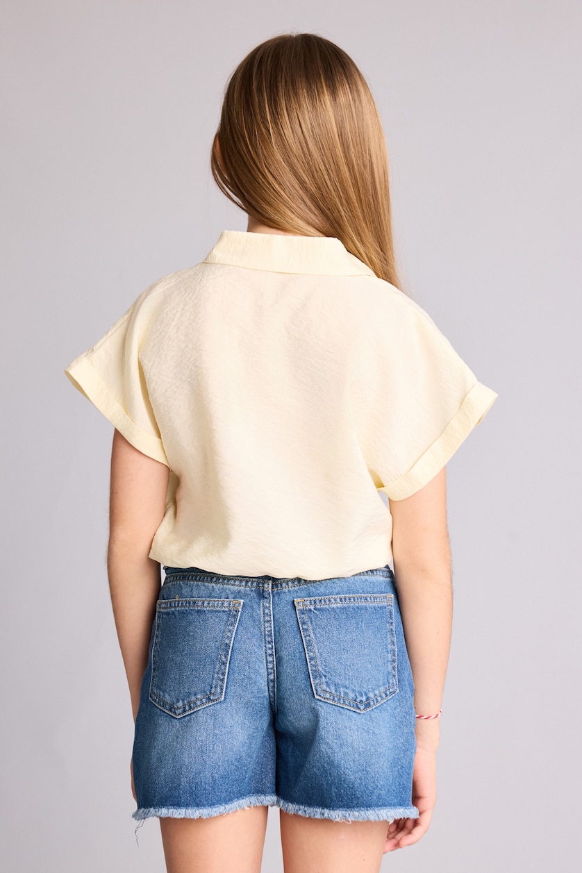 Young Girls - Teen Girls Light Yellow Regular Fit Short Sleeve Shirt