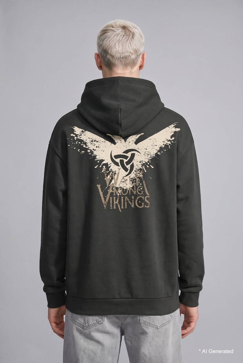 HOMME Anthracite Sweatshirt boxy imprimé Vikings Valhalla