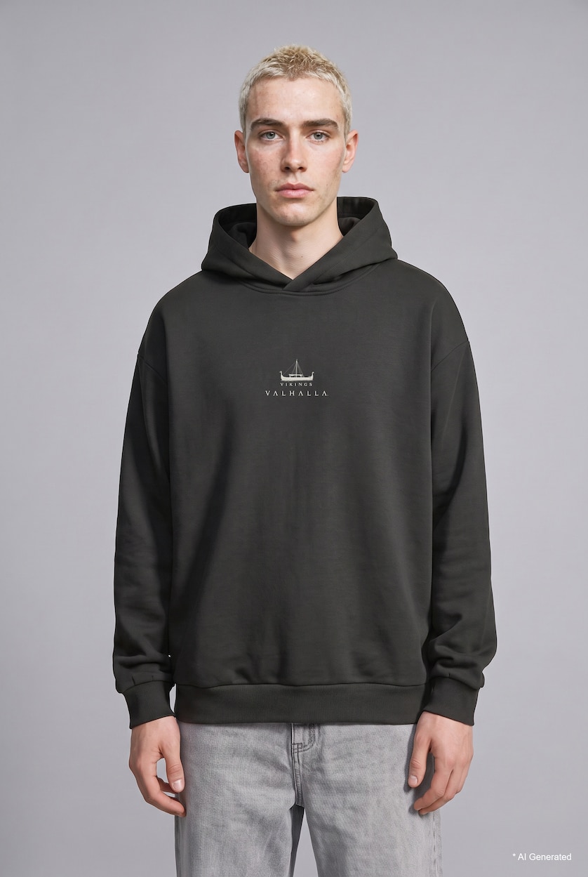 HOMME Anthracite Sweatshirt boxy imprimé Vikings Valhalla