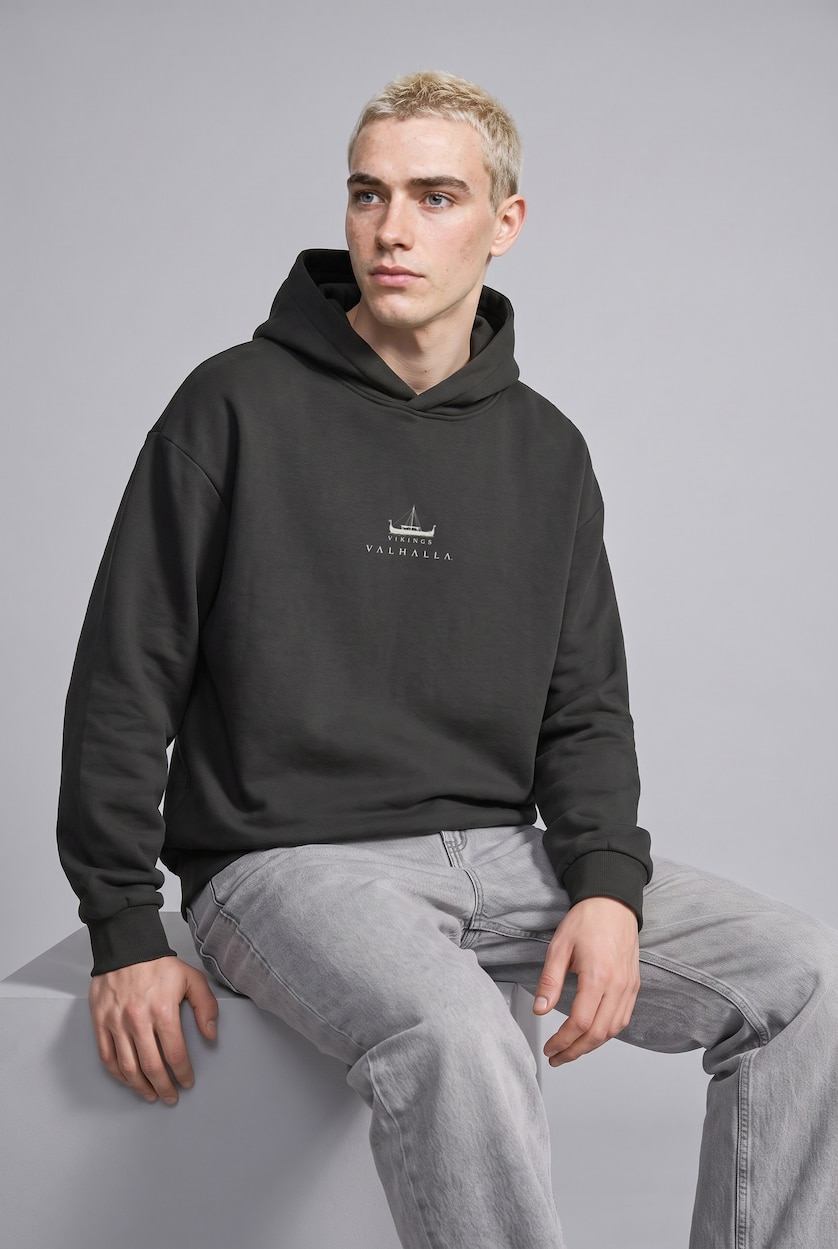 HOMME Anthracite Sweatshirt boxy imprimé Vikings Valhalla