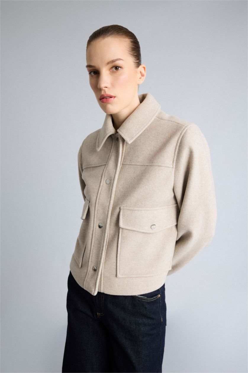 Женщины Бежевый Пальто Regular Fit