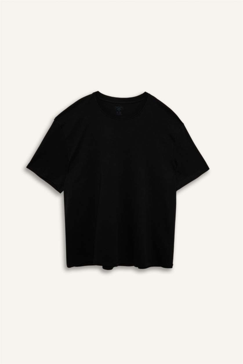 Man Black 100% Cotton Plus Size T-Shirt