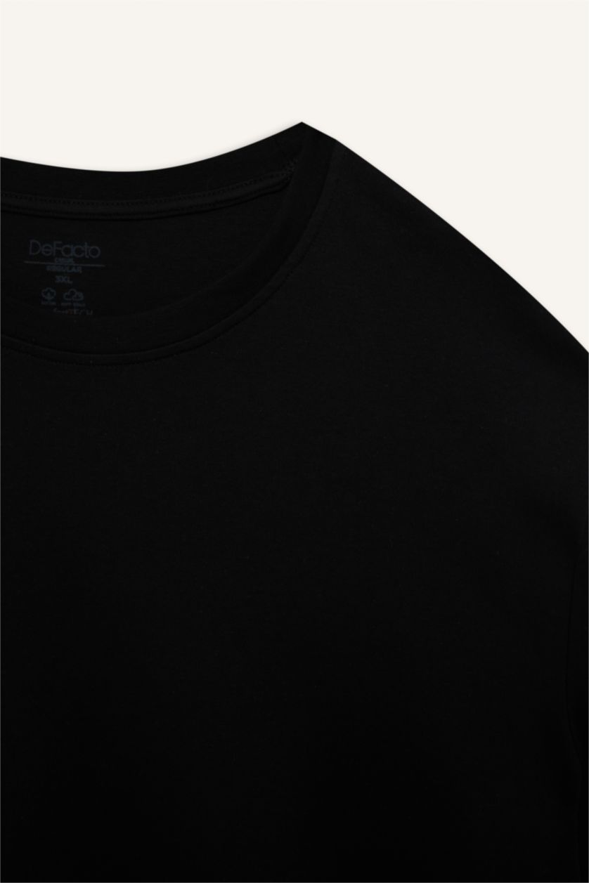 Man Black 100% Cotton Plus Size T-Shirt
