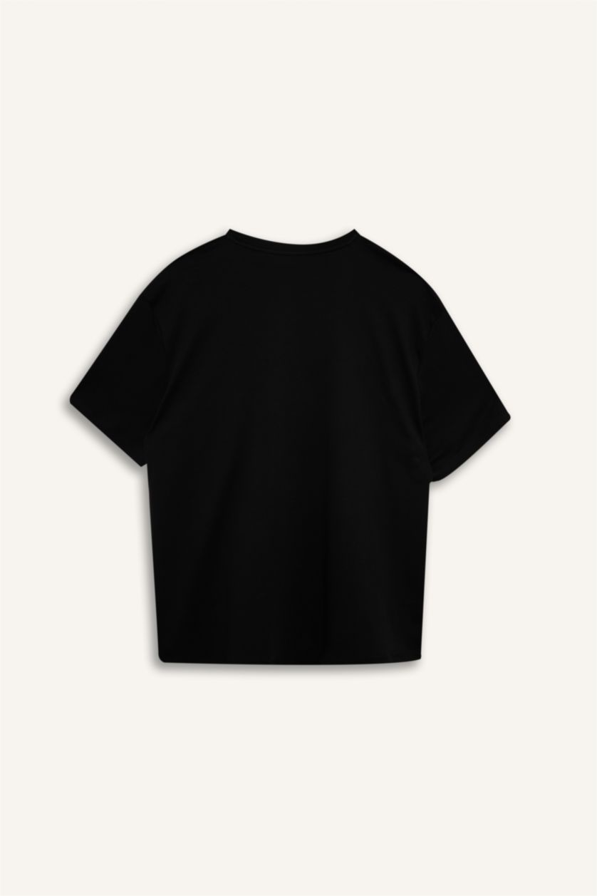 Man Black 100% Cotton Plus Size T-Shirt