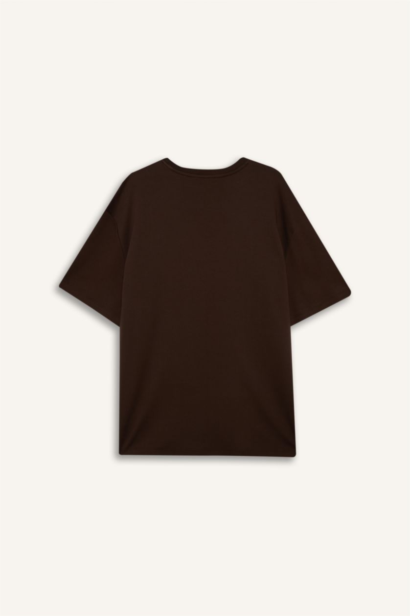 Erkek Kahve %100 Pamuk Büyük Beden Tişört