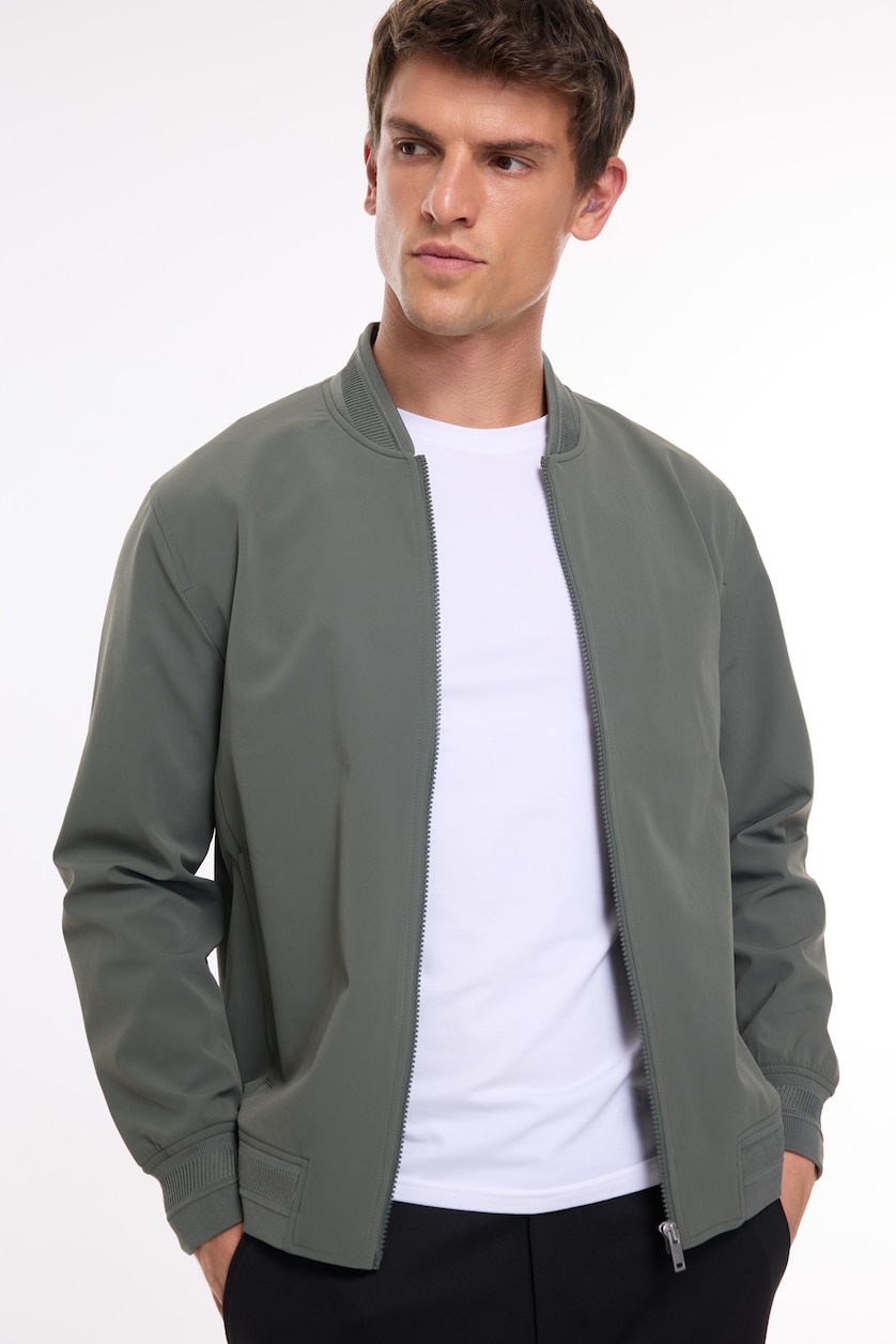 HOMME Kaki Veste bomber zippée Coupe régulière