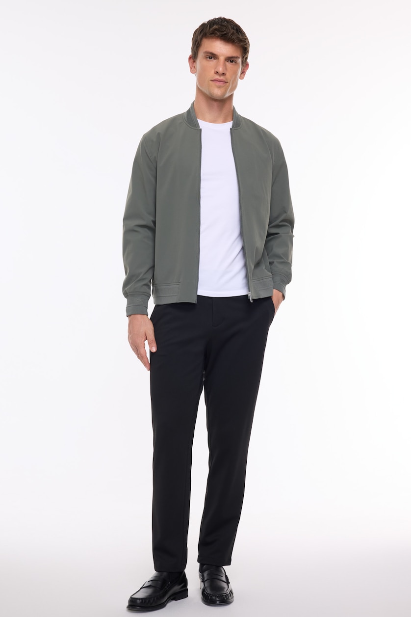 HOMME Kaki Veste bomber zippée Coupe régulière