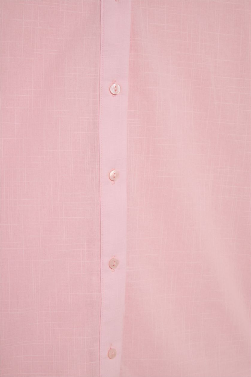 Kadın Açık Pembe Regular Fıt Gömlek Yaka Uzun Kollu Gömlek