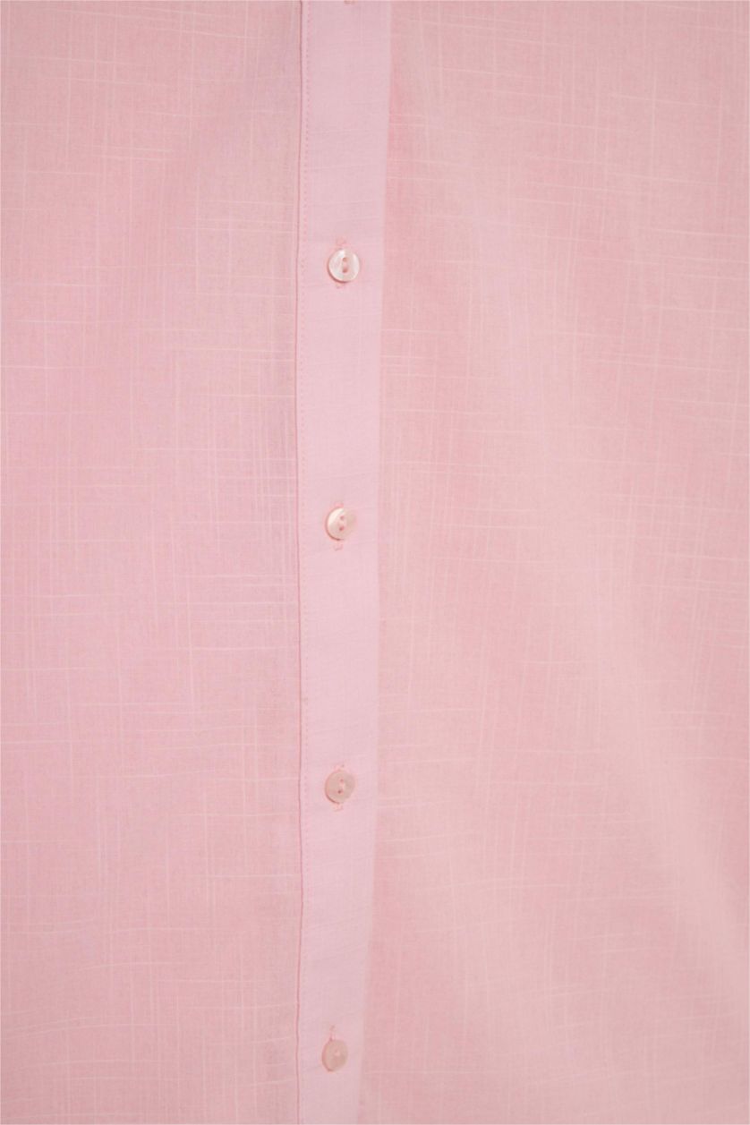 Kadın Açık Pembe Regular Fıt Uzun Kollu Gömlek