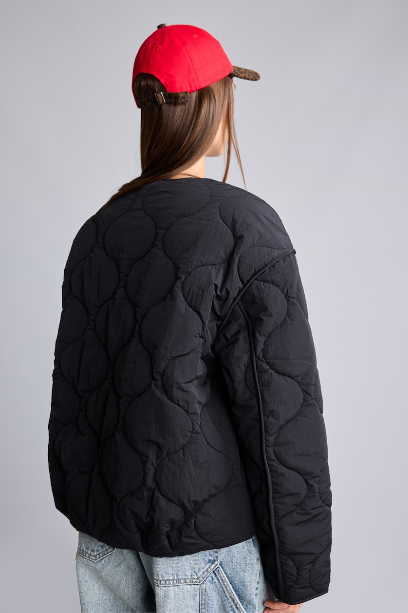 Әйелдерге қара Balloon Fit куртка