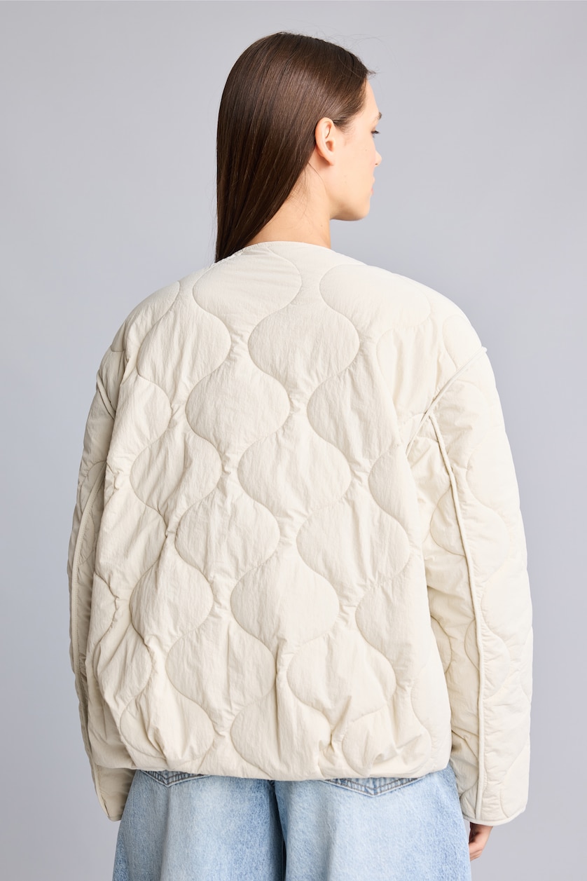 Kadın Ekru Kapitone Balloon Fit Mont