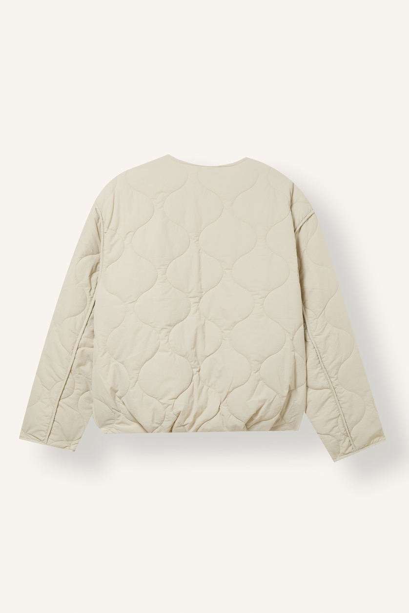 Woman Ecru Balloon Fit Quilted Zip-Up Jacket