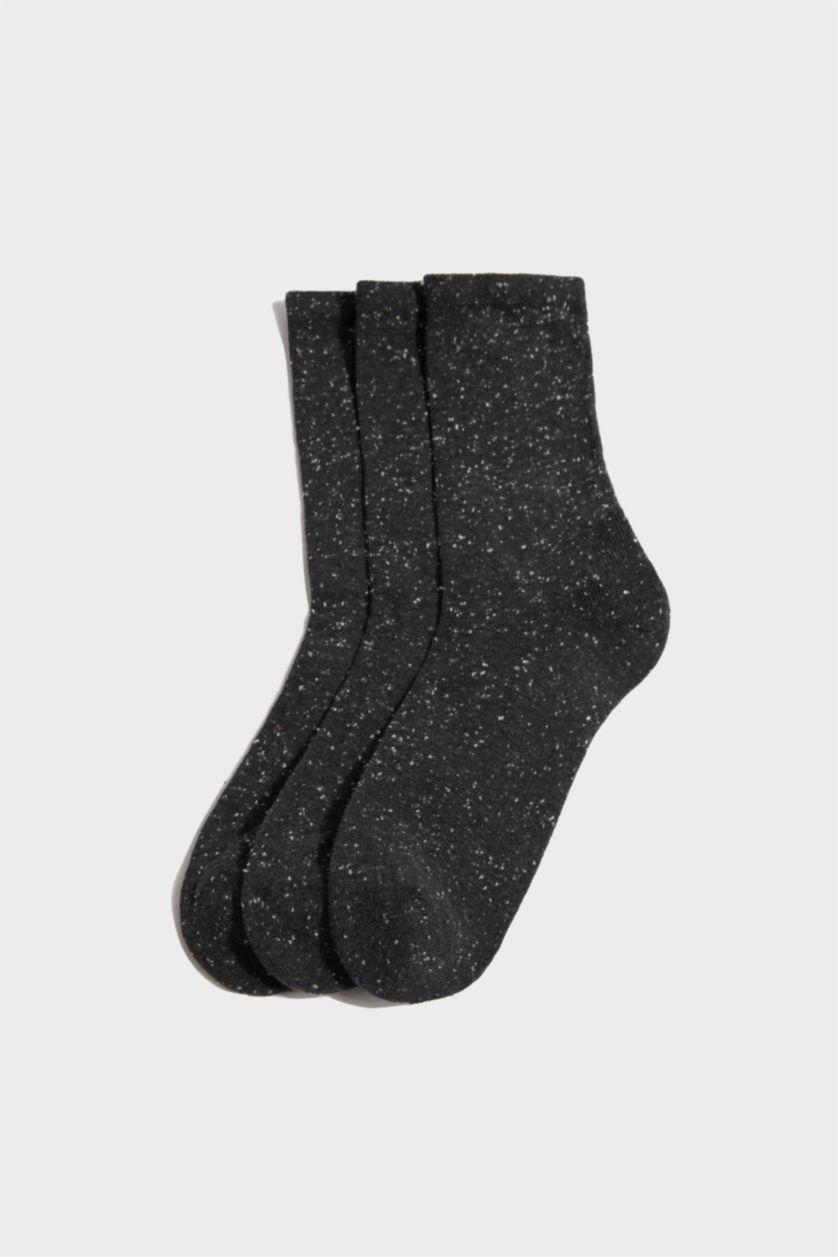 Erkek Gri 3'lü Pamuklu Havlu Çorap