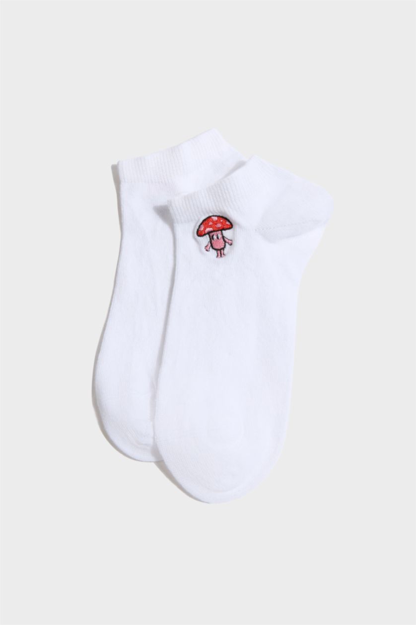 Kadın Beyaz 3'lü Pamuklu Patik Çorap