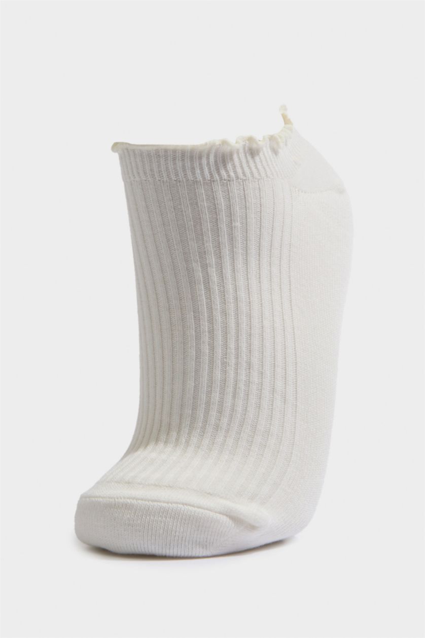 Kadın Bordo Kadın Fırfırlı 3'lü Pamuklu Patik Çorap