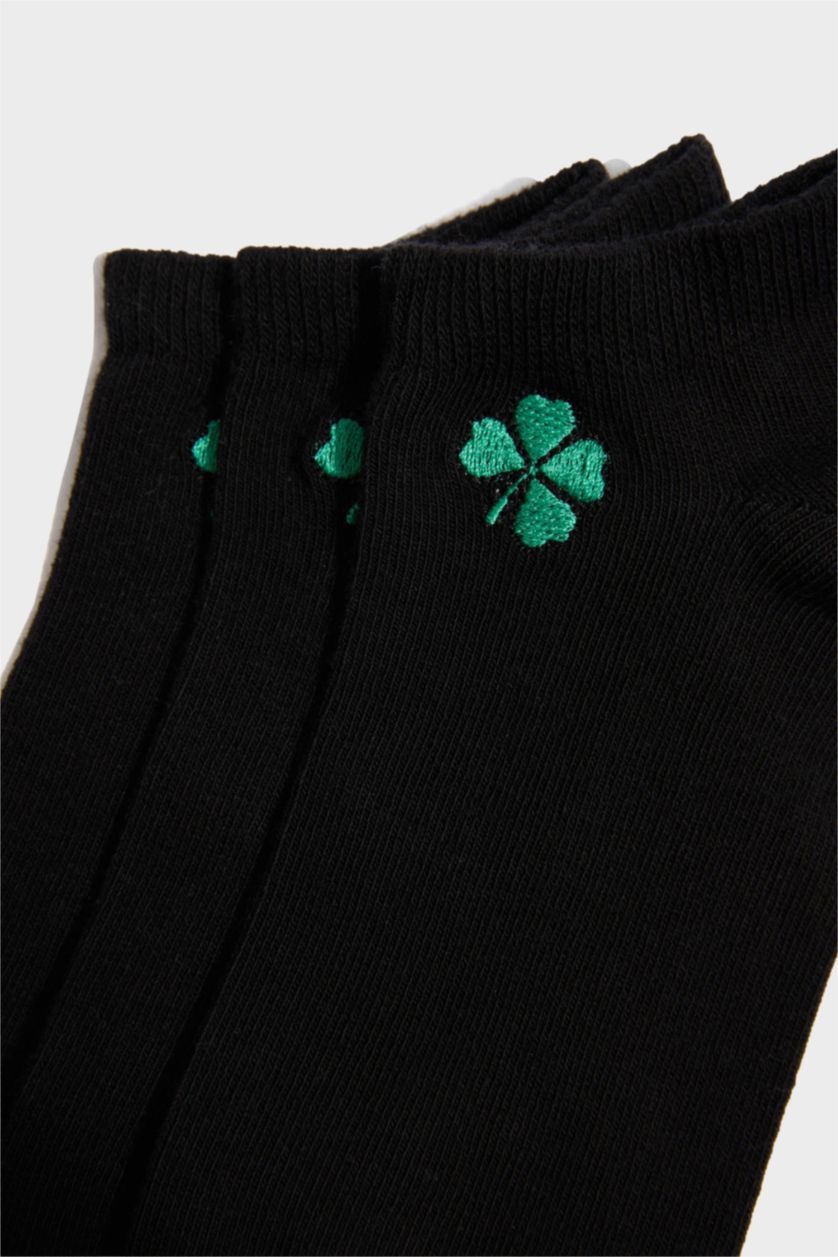 Kadın Siyah 3'lü Pamuklu Patik Çorap