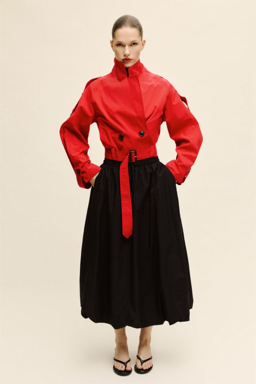 Женщины Черный Юбка со средней талией из поплина для женщин