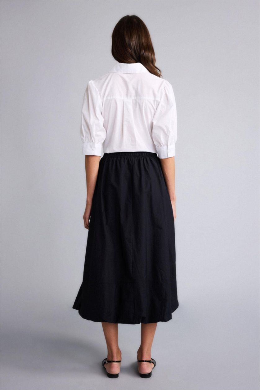 Женщины Черный Юбка со средней талией из поплина для женщин