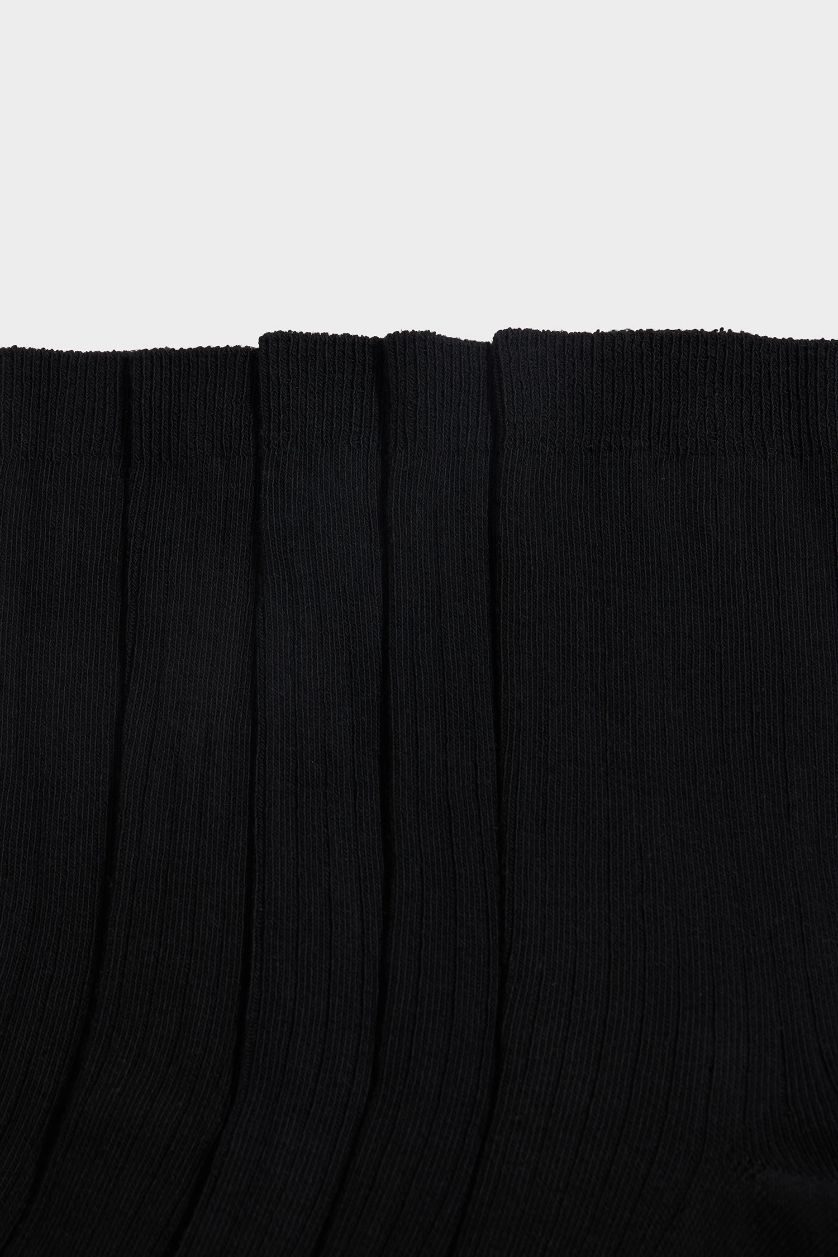 Kadın Siyah Kadın 5'li Pamuklu Uzun Çorap