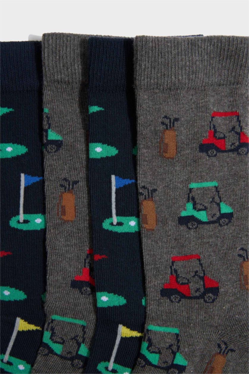 Erkek Çocuk - Genç Erkek Karma Dikişsiz 4'lü Pamuklu Uzun Çorap Erkek Çocuk