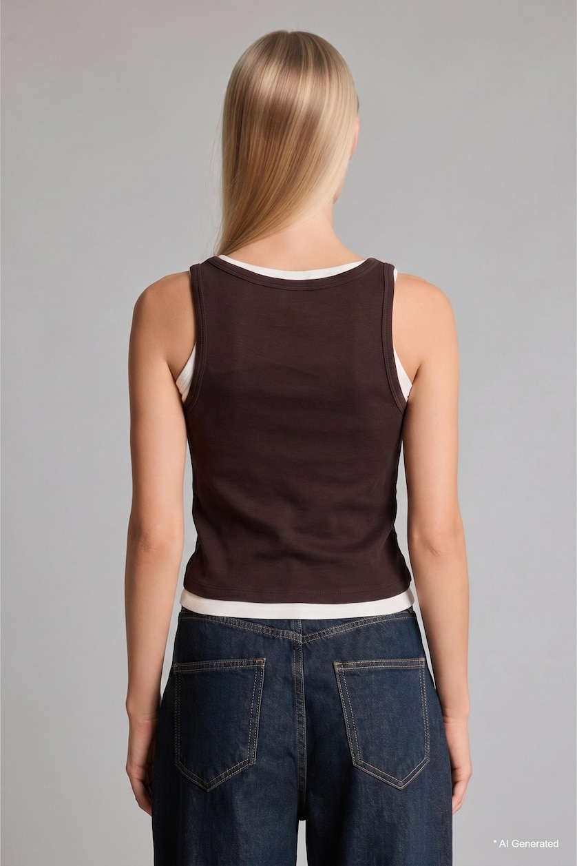 Kadın Kahve %100 Pamuk Slim Fit Atlet