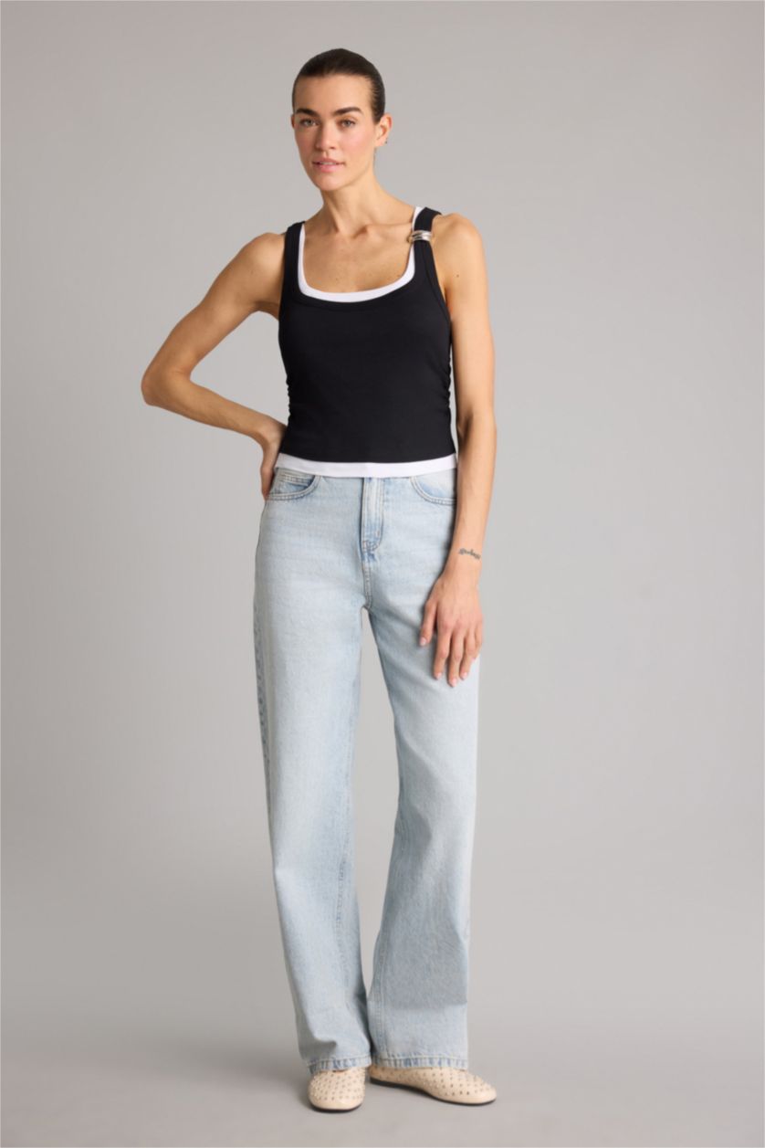 Kadın Siyah Slım Fıt Ribana Atlet