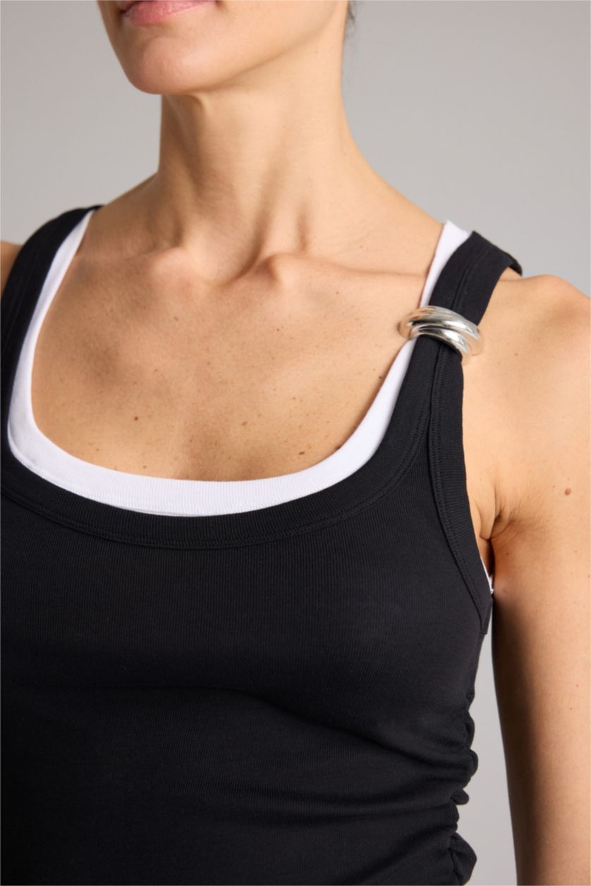 Kadın Siyah Slım Fıt Ribana Atlet