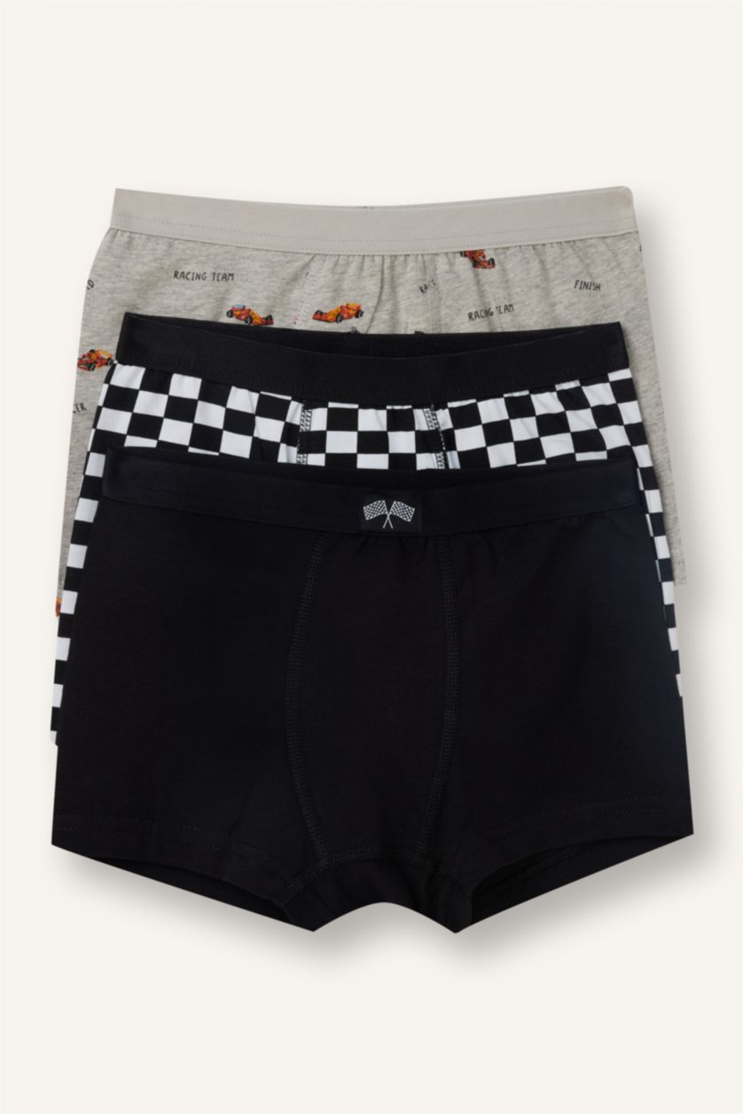 Erkek Çocuk - Genç Erkek Siyah Penye 3'lü Boxer Erkek Çocuk