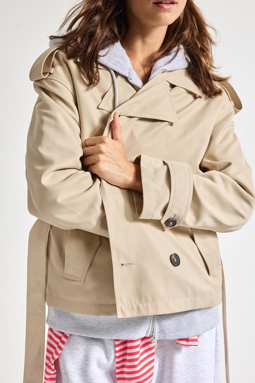 WOMAN Beige Waterproof Regular Fit Belted Twill Trench Coat